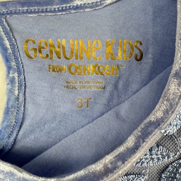 Genuine Kids OshKosh Light Blue Toddler Dress 3T Embroidered Flowere Button Back - Picture 3 of 6